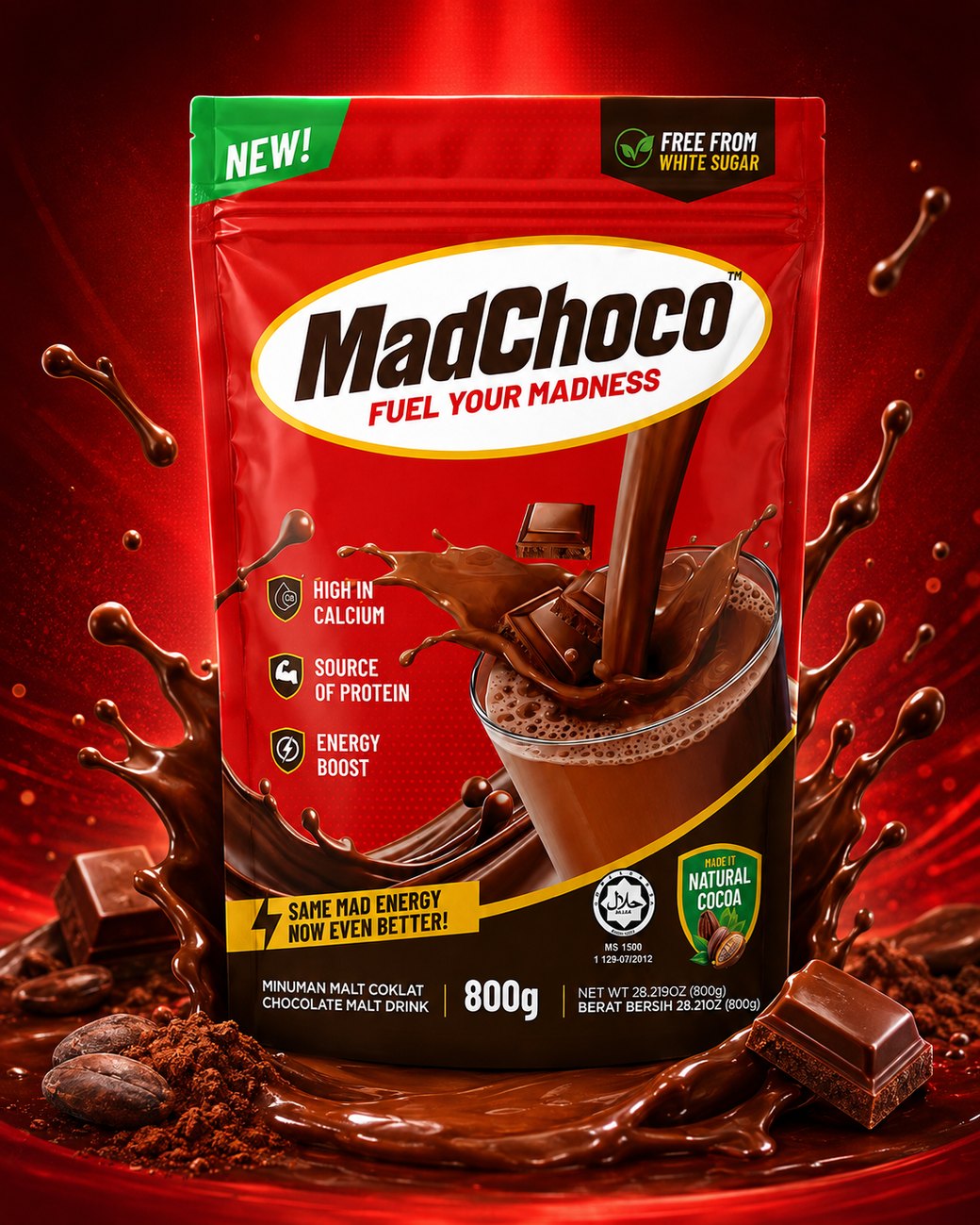 MadChoco 800g chocolate malt drink pack
